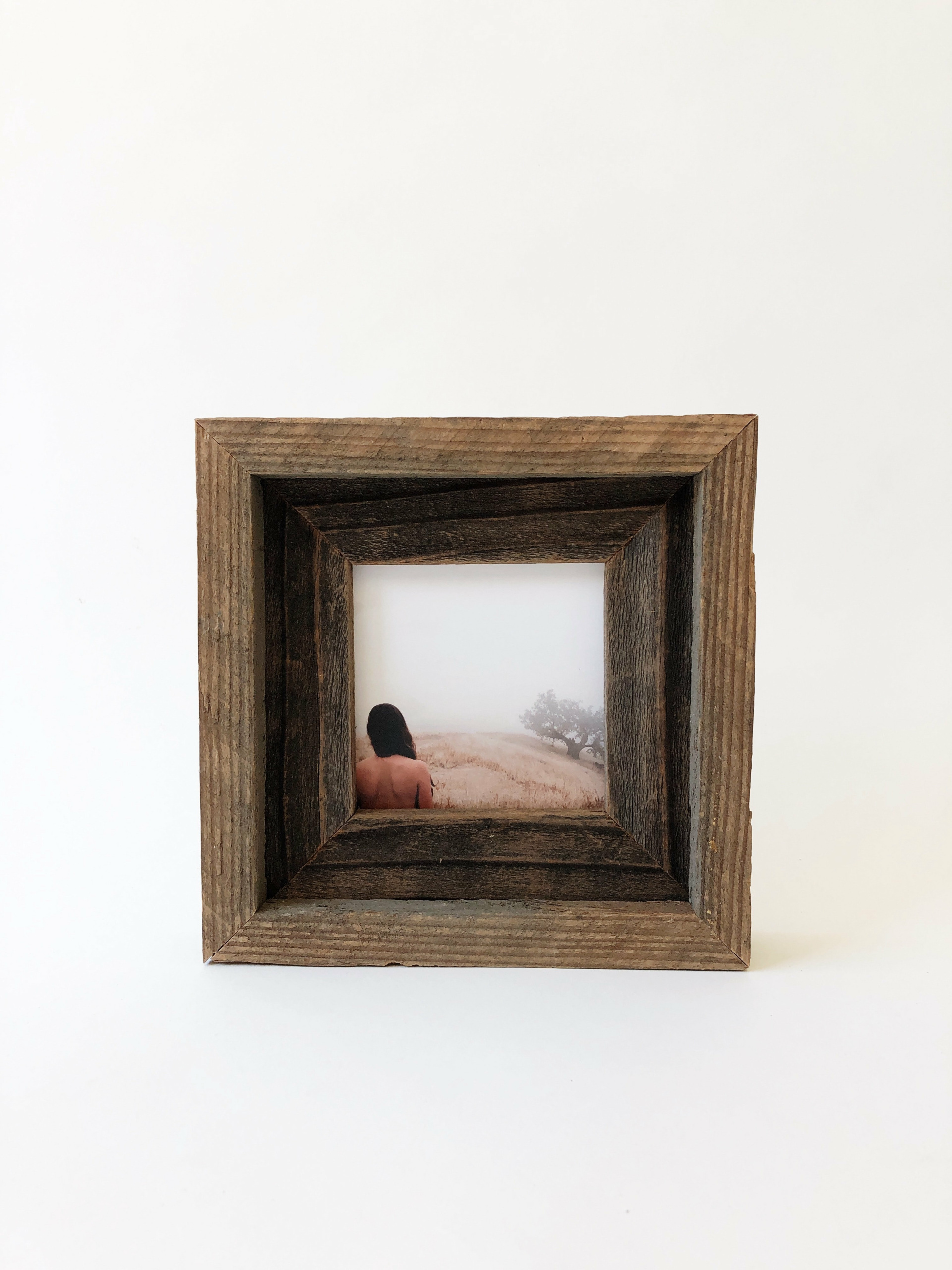 Reclaimed redwood handmade double picture frame 4x4